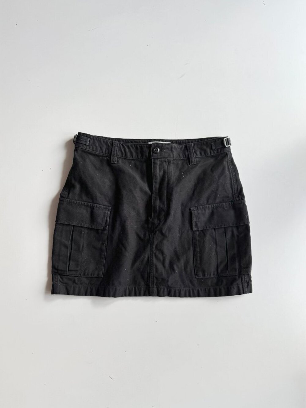 Aritzia TNA Supply Black 100% Cotton Canvas Cargo Mini Micro Skirt, Size 10